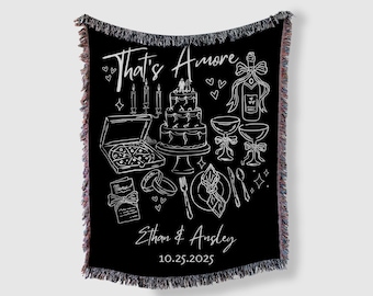 That's Amore Custom Woven Blanket Personalized Italian Wedding Couple Anniversary Throw Bridal Shower Gift Backdrop Newlywed Couple Gift