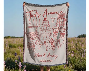 That's Amore Custom Woven Blanket Personalized Italian Wedding Couple Anniversary Throw Bridal Shower Gift Backdrop Newlywed Couple Gift