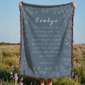 Custom Numbers 6 Bible Verse Christian Woven Blanket Throw Christian Mom Grandma Scripture Blanket Women Girls Bible Study Wall Tapestry
