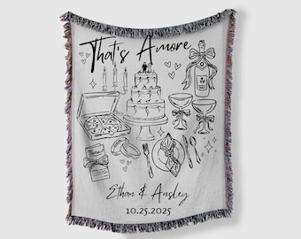 That's Amore Custom Woven Blanket Personalized Italian Wedding Couple Anniversary Throw Bridal Shower Gift Backdrop Newlywed Couple Gift