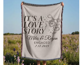 Custom Wedding Date Woven Blanket Personalized Wedding Gift Anniversary Throw for Newlywed Couple Keepsake Wedding Souvenir Memorabilia