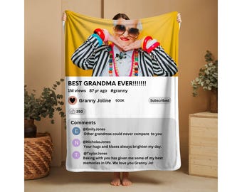 Custom Photo Blanket: Video Channel Gift for Grandma, Mom