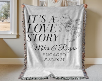 Personalized Wedding Anniversary Woven Blanket: Custom Names and Date
