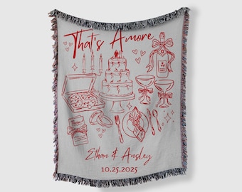 That's Amore Custom Woven Blanket Personalized Italian Wedding Couple Anniversary Throw Bridal Shower Gift Backdrop Newlywed Couple Gift