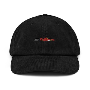 Speeding F1 Ferrari Car, Corduroy Cap, Embroidered Formula One Ferrari Racing, Embroidered Ferrari Hat, Tifosi Fan Hat