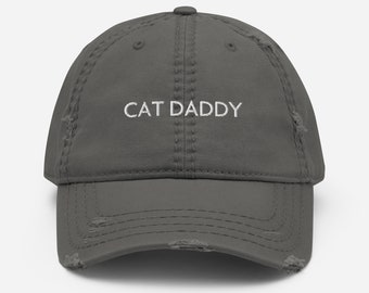 Cat Daddy Distressed Hat,  Cat Daddy Hat, Distressed Cat Dad hat, Gift for Cat Lover, Funny Fathers Day Gift, Cat Dad gift, Cat Lover Hat