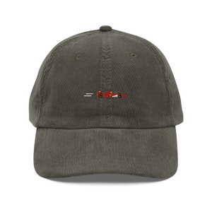 Speeding Ferrari Formula 1 Car, Vintage corduroy cap, Embroidered Formula One Ferrari Racing,Embroidered Ferrari Hat,Tifosi Fan Corduroy Hat
