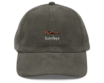McLaren Sundays Corduroy Cap, McLaren Race Formula One, Sundays Grand Prix, Formula 1 Hat, Gift for McLaren Fan, Race Car Hat