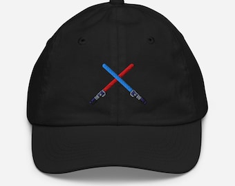Gorra de béisbol juvenil unisex para fanáticos de los sables de luz, Star Wars, Lado Oscuro, Lado Luminoso, La Fuerza, Espadas Rojas y Azules.