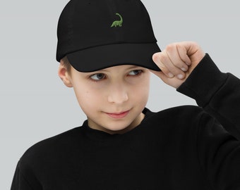 Brontosaurus, Youth baseball cap, Green Dinosaur Small Hat, Unisex, Cute Dinosaur Kids Hat, Simple Dinosaur Hat, Brachiosaurs Hat, Child Hat