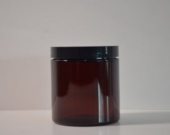 12 Pack- 8oz Amber Plastic Jar with Lid