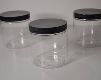 12 Pack- 8oz Clear Plastic Jar with Lid