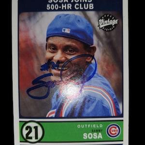 Carte Sammy Sosa autographiée | Dalles, à l'unité | Souvenirs de baseball signés | Offres acceptées | Certificat d'authenticité non inclus
