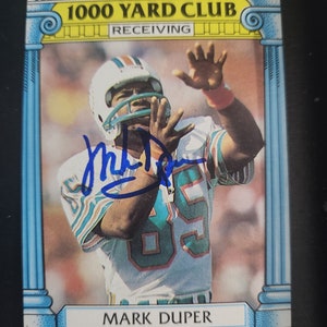 Tarjeta autografiada del club de las 1000 yardas de Mark Duper
