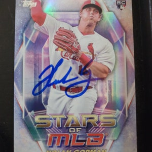 Tarjeta autografiada de las estrellas de la mlb de nolan gorman