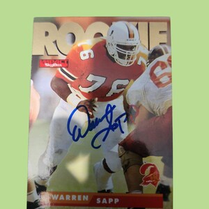 Tarjeta autografiada de Warren Sapp. Novato