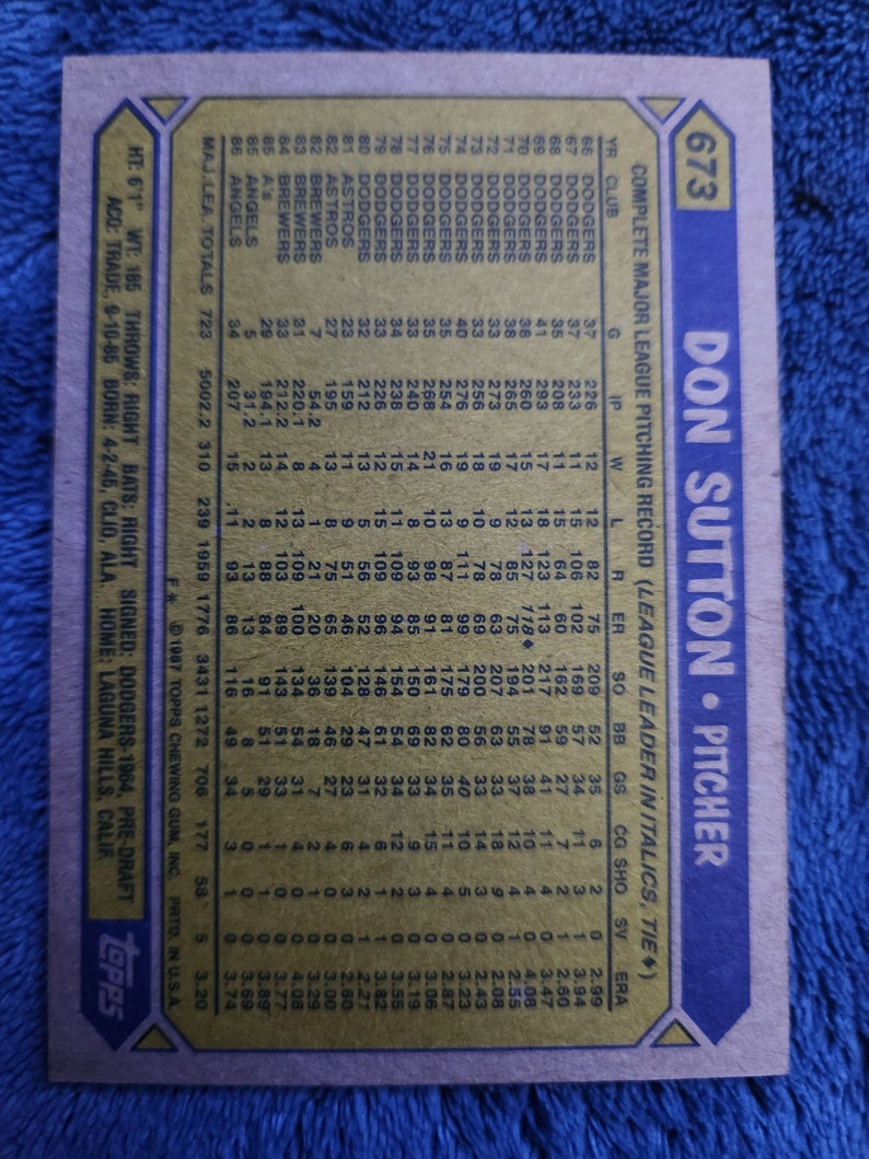 Don Sutton Autographed Card - Etsy