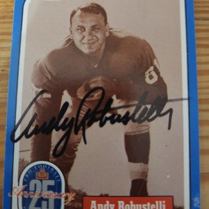 Tarjeta autografiada del 25 aniversario de Andy Robustelli