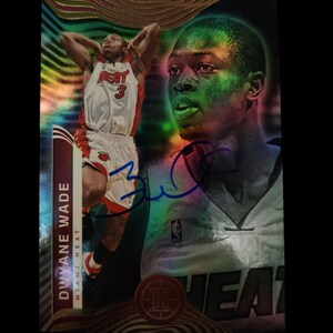 Cartão azul autografado de Dwayne Wade - Assinatura autêntica, sem COA - Assinado em eventos oficiais - Aceitando ofertas em bolas de basquete de edição limitada
