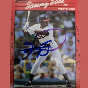 Cartão autografado de Sammy Sosa | Placas, Simples | Lembranças de beisebol autografadas | Ofertas aceitas | Certificado de Autenticação não incluído