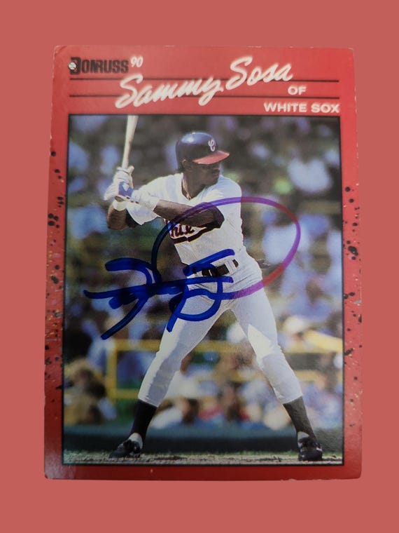 Autographed Sammy Sosa Card Slabs, Singles Signed Baseball