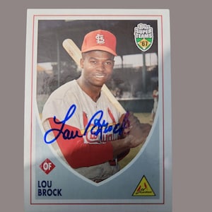 Lou brock autographed  card st Louis cardinals
