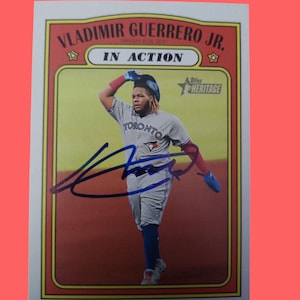 Cartão autografado de Vladimir Guerrero Jr. - sem assinatura coa, lajeado, único - aceitando ofertas - item colecionável raro