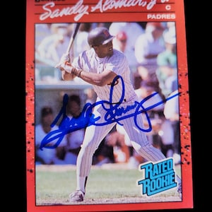 Sandy Alomar Jr. RC Cartões de beisebol autografados - Placas e simples, ótimo estado, aceitando ofertas, sem COA, recordações esportivas vintage