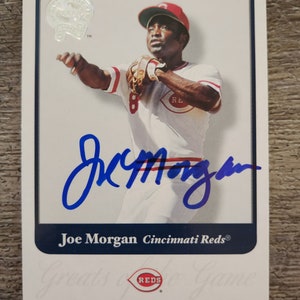 Authentische Joe Morgan signierte Baseballkarten - Platten & Singles, hervorragender Zustand, Angebote annehmen, kein COA, Vintage Sport-Erinnerungsstücke