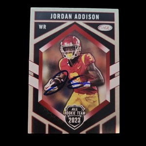 Tarjeta autografiada del novato Jordan Addison
