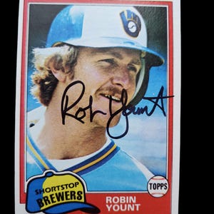 Handsignierte Robin Yount Karte - Vintage Baseball Erinnerungsstücke - Slabbed Single - COA nicht enthalten - Akzeptieren von Angeboten