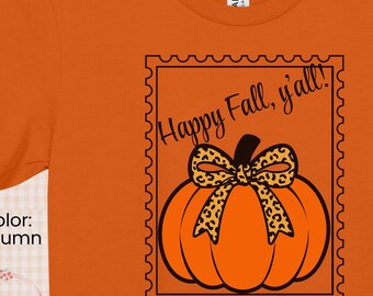 Fall Shirt, Happy Fall Y'all, Women Fall Shirt, Pumpkin, Retro Autumn, Autumn Shirt, Retro Halloween Shirt, Pumpkin Bow Shirt, Fall Shirt