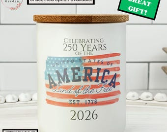 America 250 Anniversary Candle, 10oz Small Candle, Semiquincentennial, USA