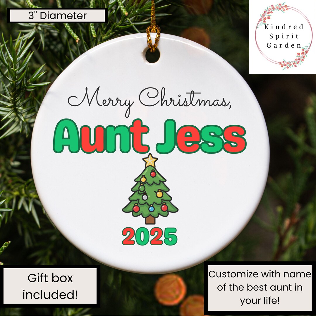 Custom Aunt Christmas Ornament With Tree, Gift for Aunt, Personalized ...