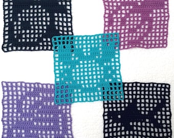 Lot de motifs d'animaux marins au crochet en filet (téléchargement PDF)