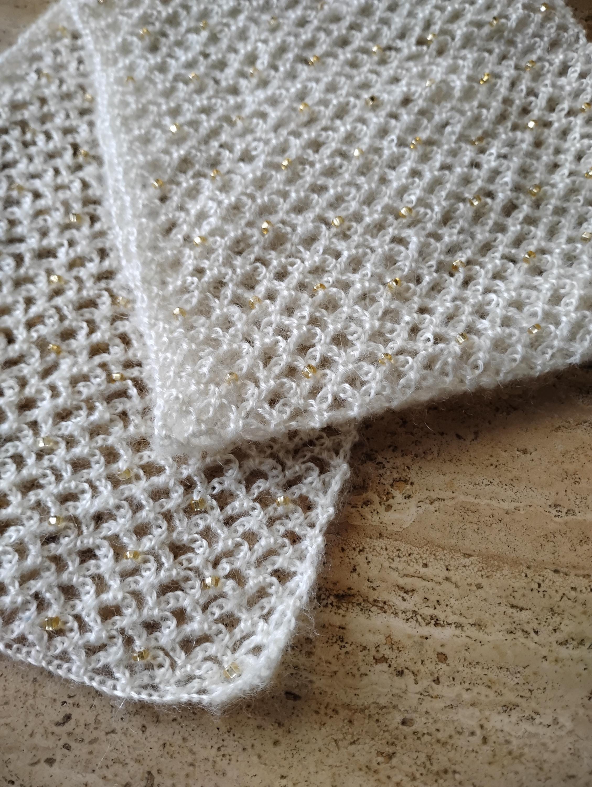 35 Beaded Crochet Patterns to Add Sparkle, Texture, and Giftable Charm 7 Crochet Pattern Beaded Lace Scarf