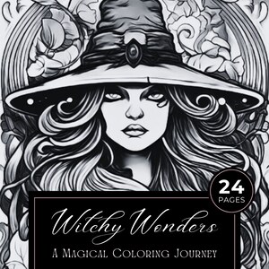 Spooky yet Relaxing Adult Fantasy Horror Coloring Book - Halloween Grayscale Witchy Pages for Adults