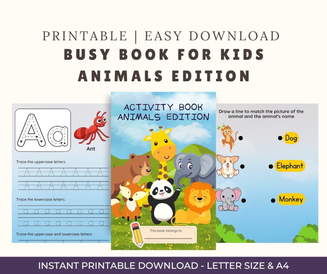 Printable Busy Book for Kids Animal Busy Book Homeschool Printables