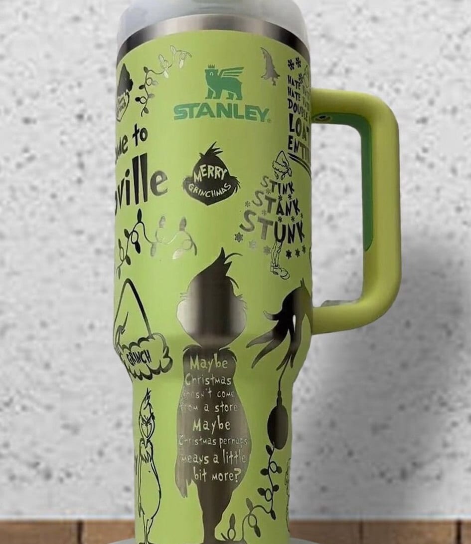 Pink 3d christmas grinch 20oz steel skinny Tumbler coffee cup – Hippo  Boutique