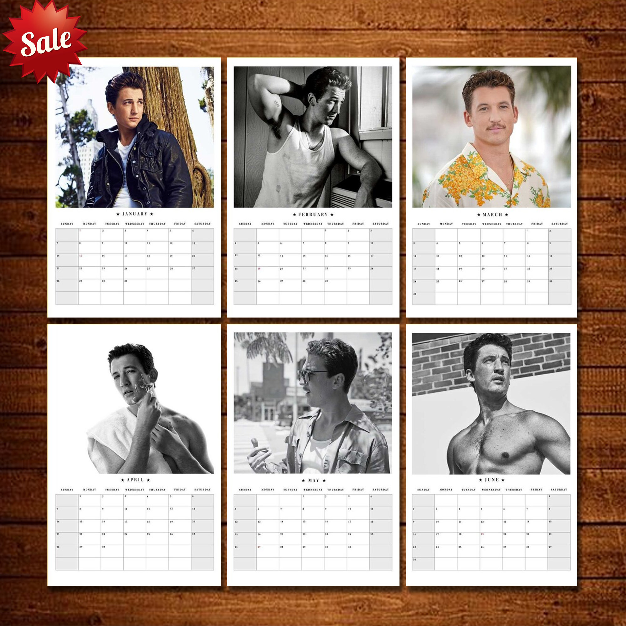 Miles Teller Wall Calendar 2024, Rooster 2024 Celebrity Calendar sold