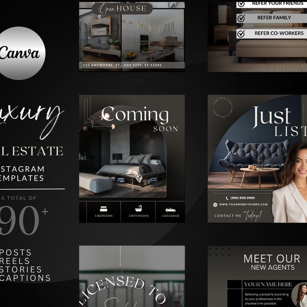 90+ Real Estate Templates Luxury Real Estate Branding Real Estate Reels, Instagram Posts, and Story Posts for Realtors