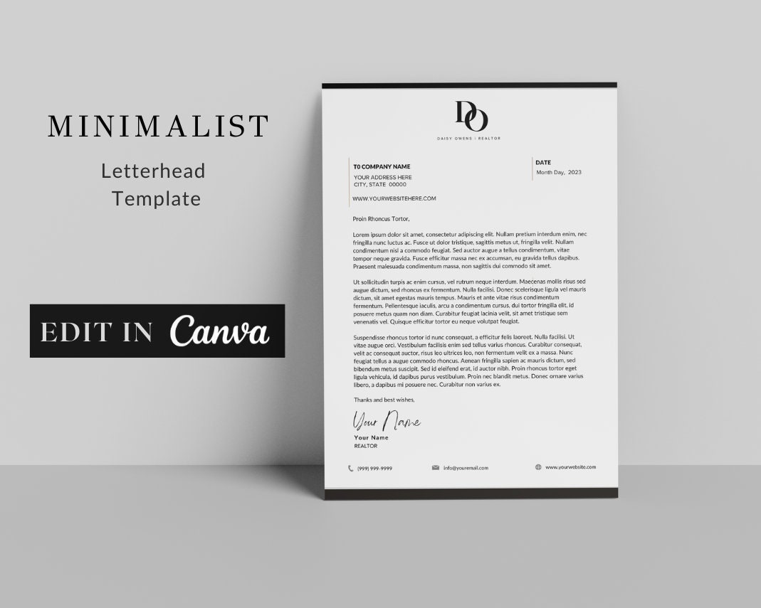 Luxury Real Estate Canva Templates Elegant and Professional Letterheads ...