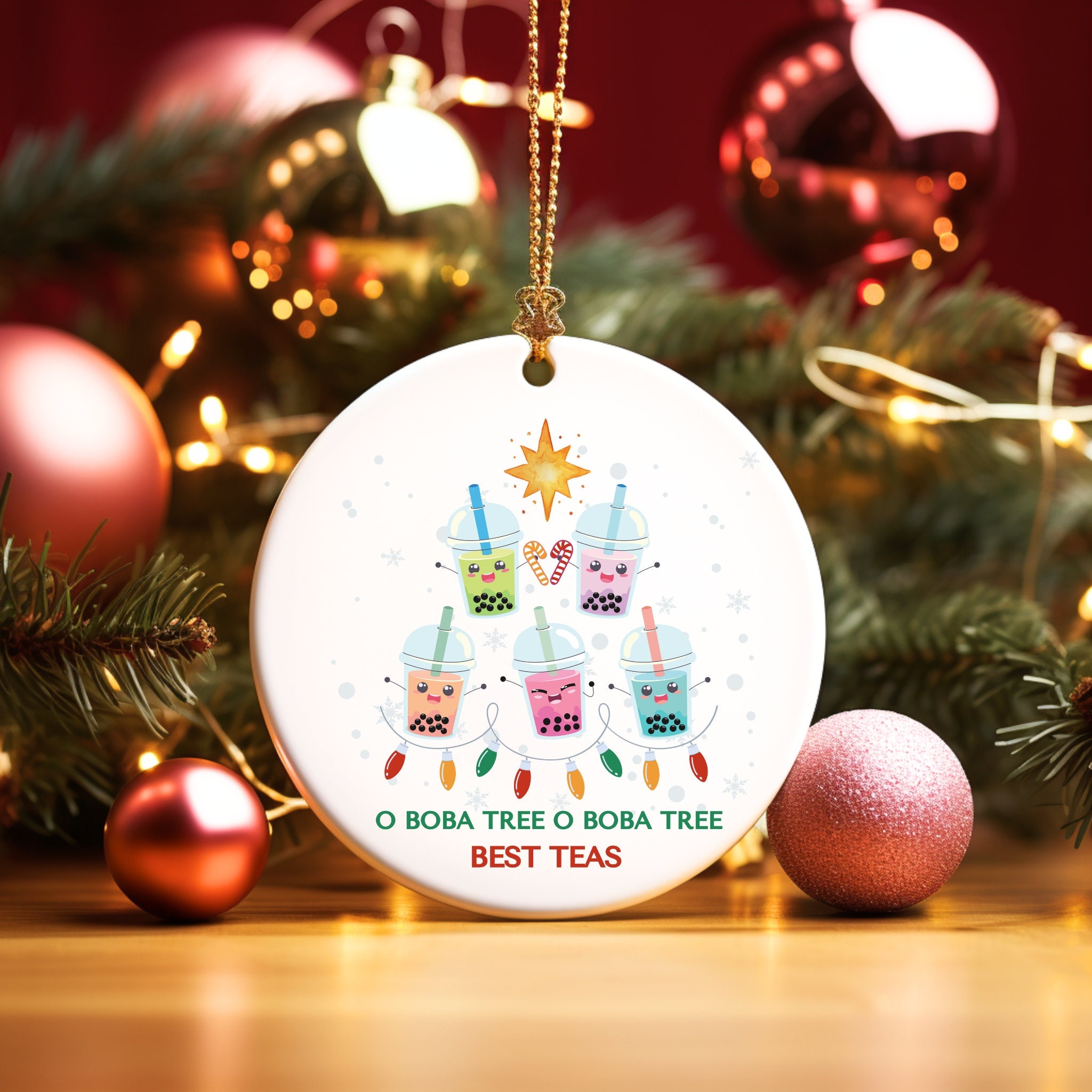 Best Teas Bubble Tea Christmas Ornament, Cute Boba Ornament, Food