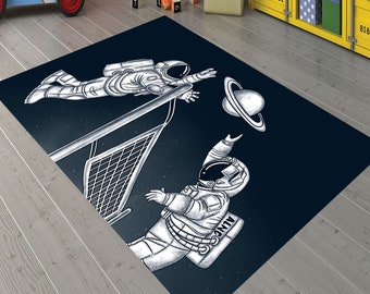 Space Rug, Astronaut Rug, Volleyball Sports Rug, Living Room Rug, Office Rug, Aesthetic Rug, Soft Printed Rug, Gift for Her, Floor Area Rug