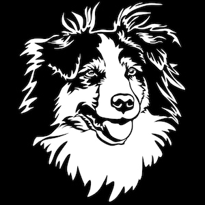 MINIATUUR AUSTRALISCHE HERDER sticker - rashond sticker - auto sticker - Mini Aussie hoofd sticker #BE3545