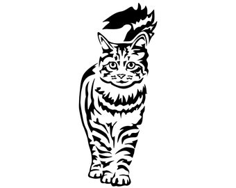 EUROPÄISCH KURZHAAR Hauskatze getigert - Aufkleber - Autoaufkleber Katzenaufkleber geeignet für helle Hintergründe - sticker #7056