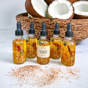 Coconut & Mango Body Oil, Luxury Body Oil, Massage Oil, Hydrating Oil, After Bath Oil, Scented Body Oil, Fruity Body Oil, Gift Idea, Gift