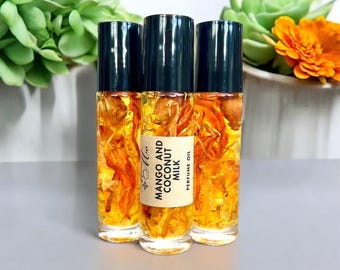 Coconut Mango Perfume Oil, Fragrance Roll On, Scented Roll-On Body Oil