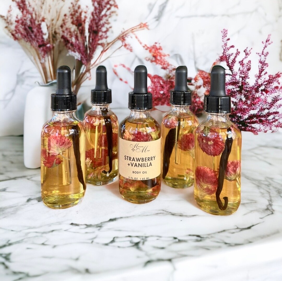 Strawberry & Vanilla Body Oil Luxury Body Oil Massage Oil Etsy