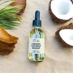 Caramel Coconut Delight Body Oil, Massage Oil, Moisturizing Oil, Gift Idea, Scented Body Oil, Luxury Body Oil, Hydrating Oil